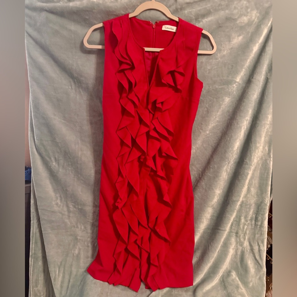 Calvin Klein Vibrant Red Midi Dress